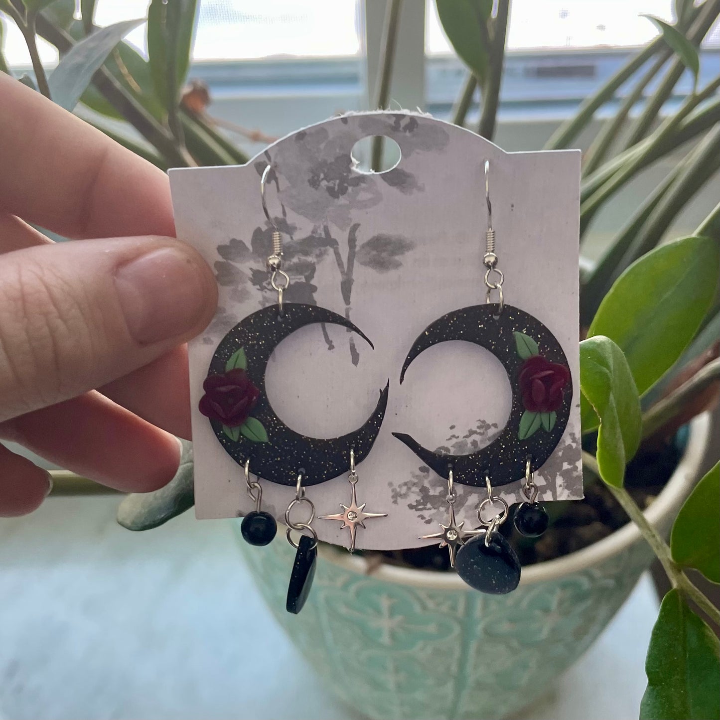 Black Sparkly Mystic Moon