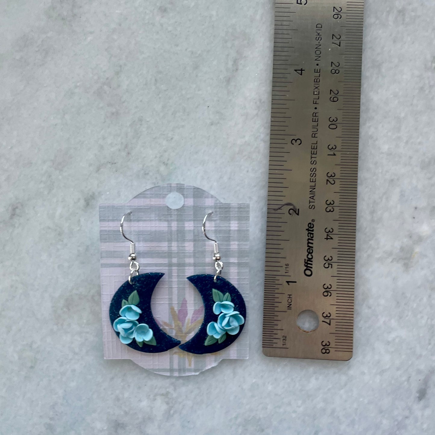 Blue Sparkly Floral Moons