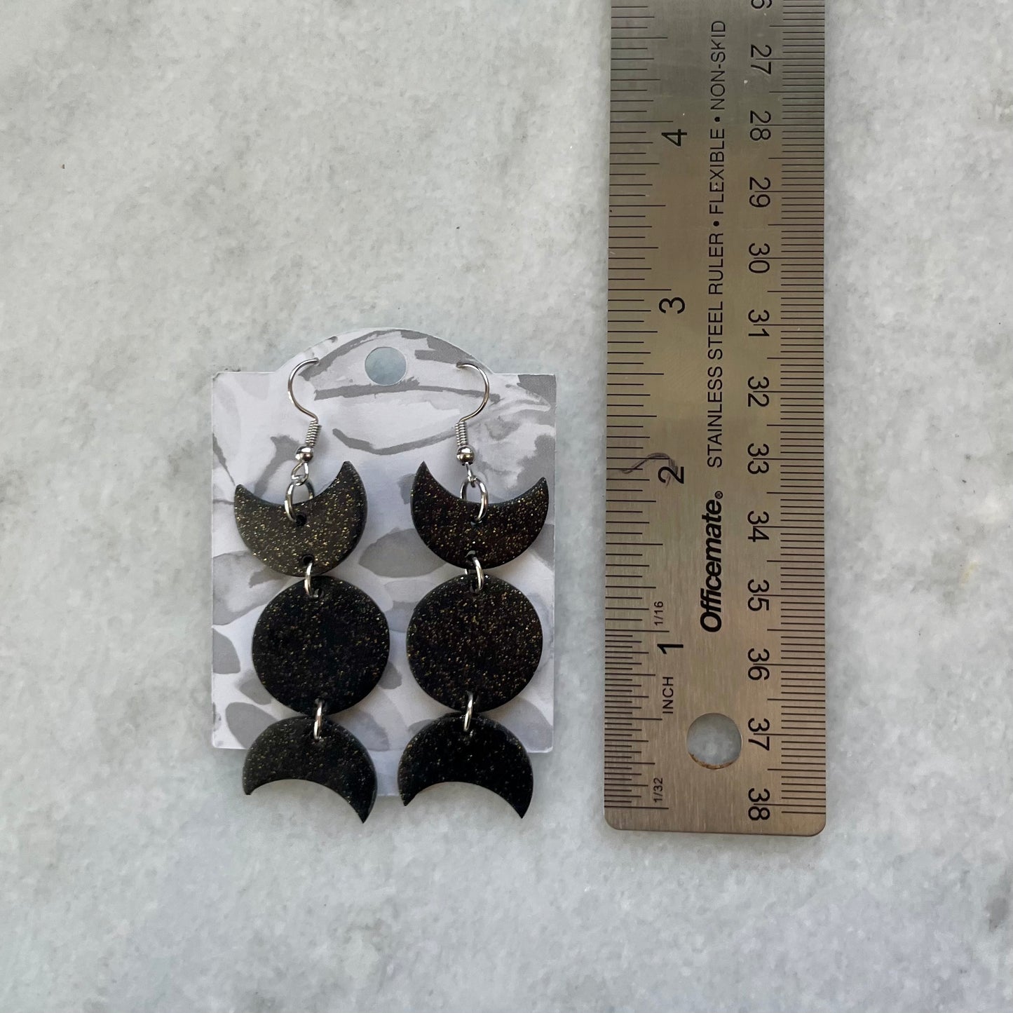 Black Sparkly Moon Phases