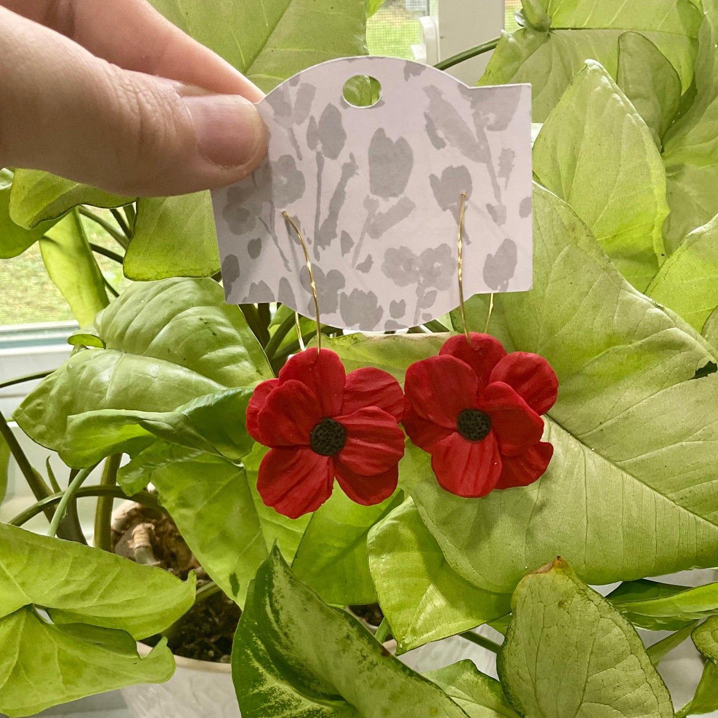 Red Poppy Hoops