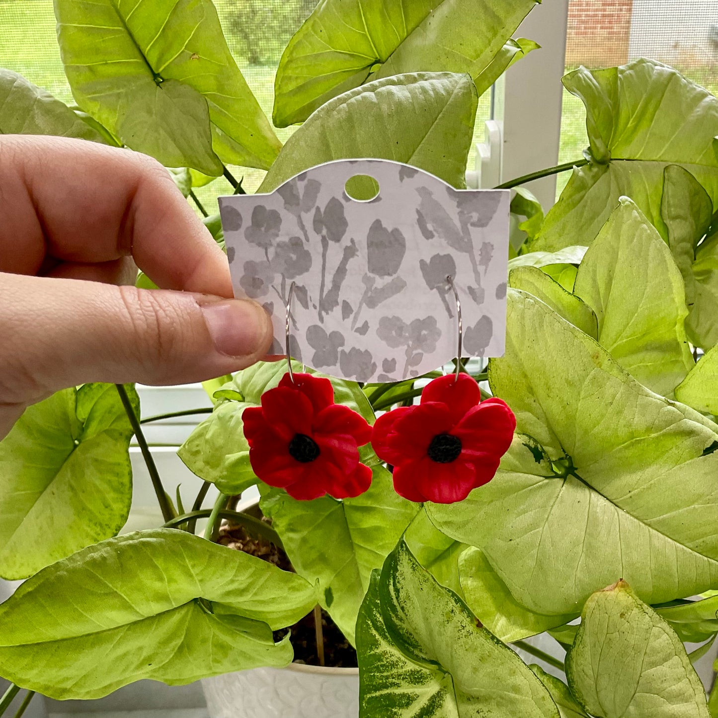 Red Poppy Hoops