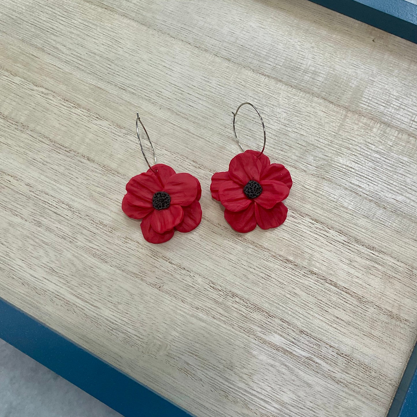 Red Poppy Hoops