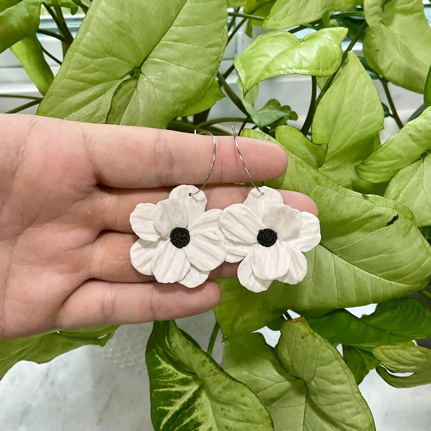 White Anemones Hoops