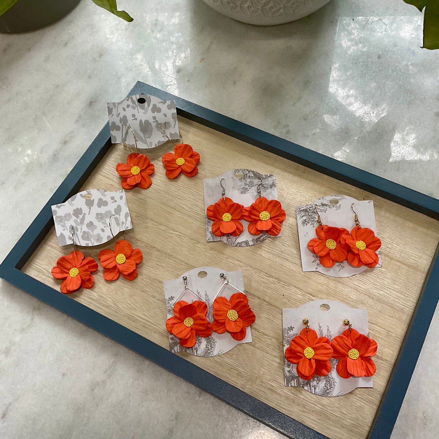 Orange Poppies Hoops