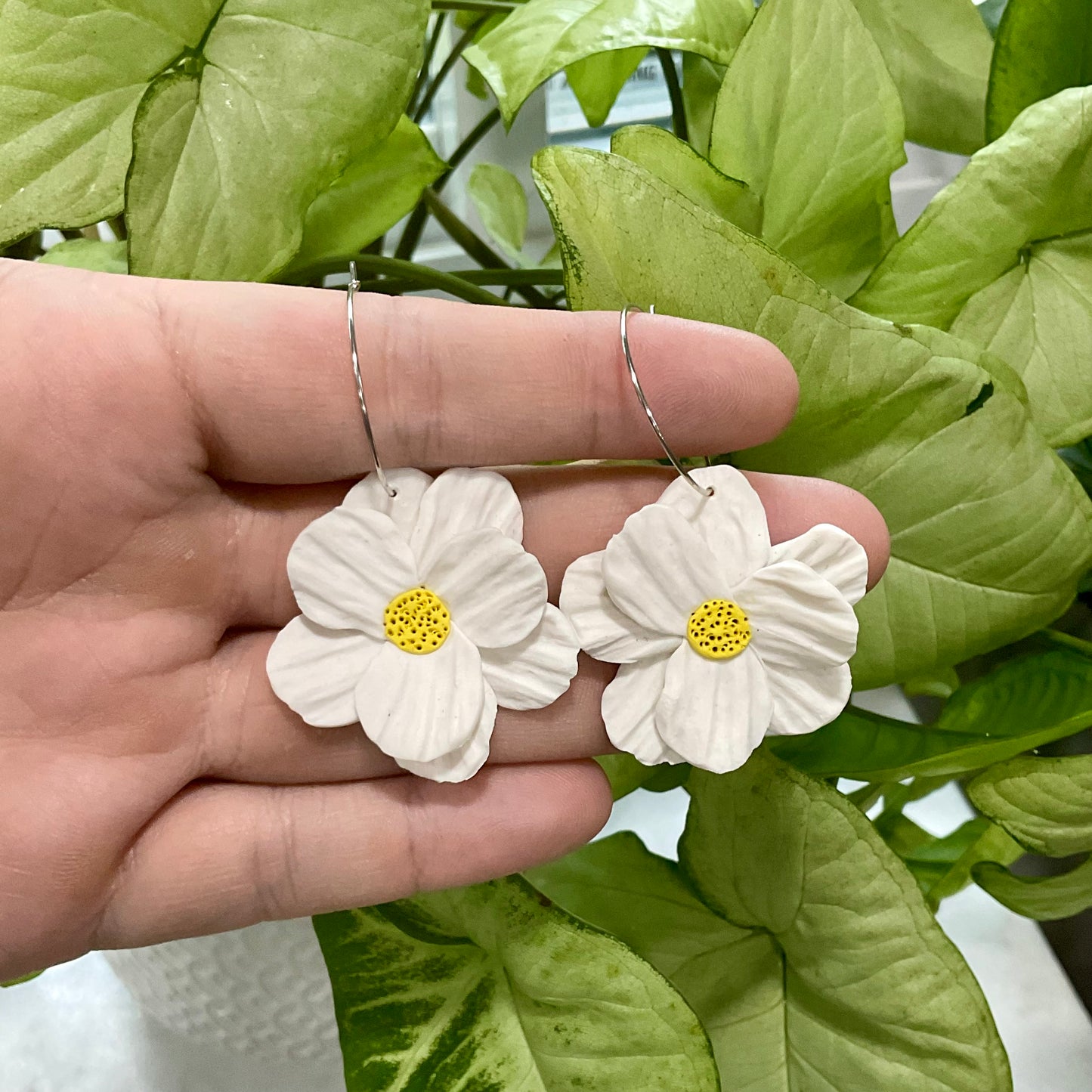 White Poppies Hoops