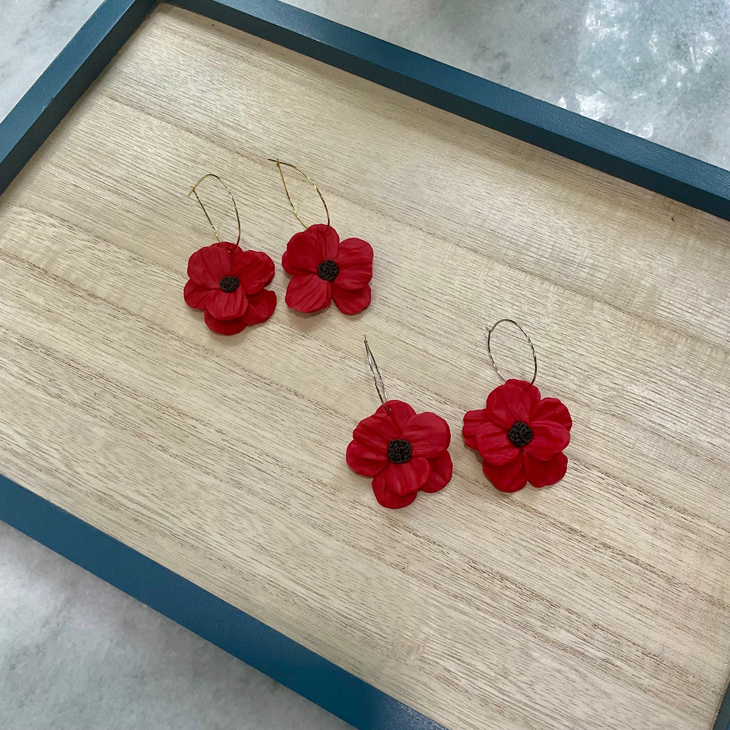 Red Poppy Hoops