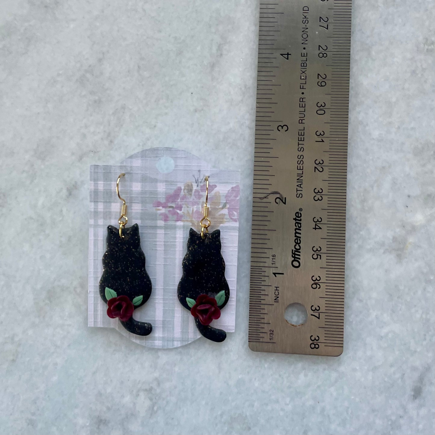 Black Sparkly Floral Cats