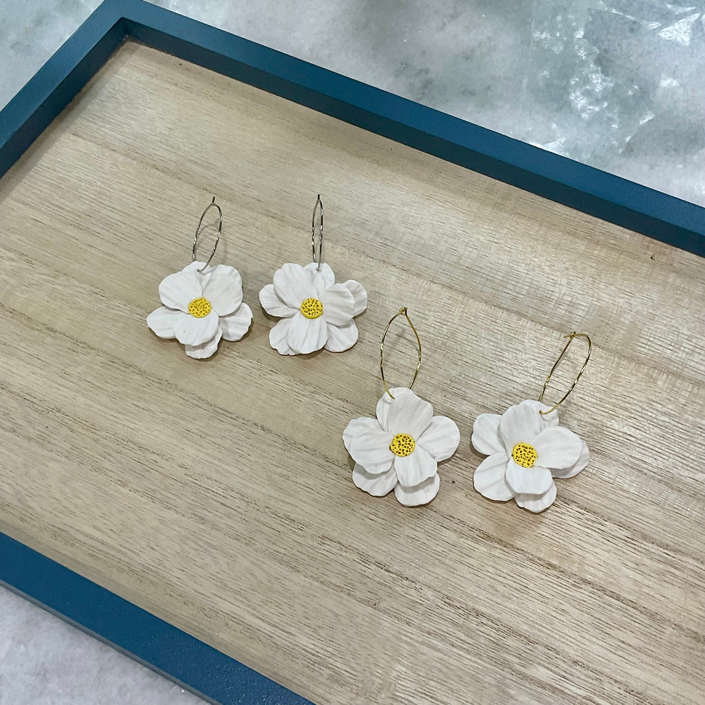 White Poppies Hoops