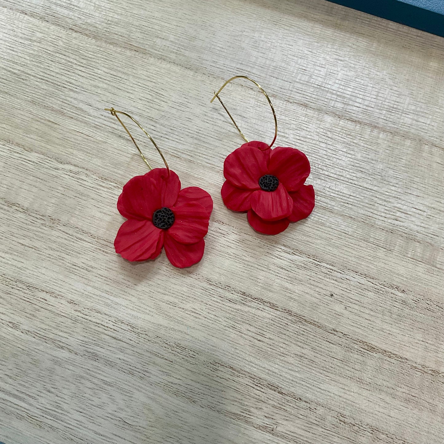 Red Poppy Hoops