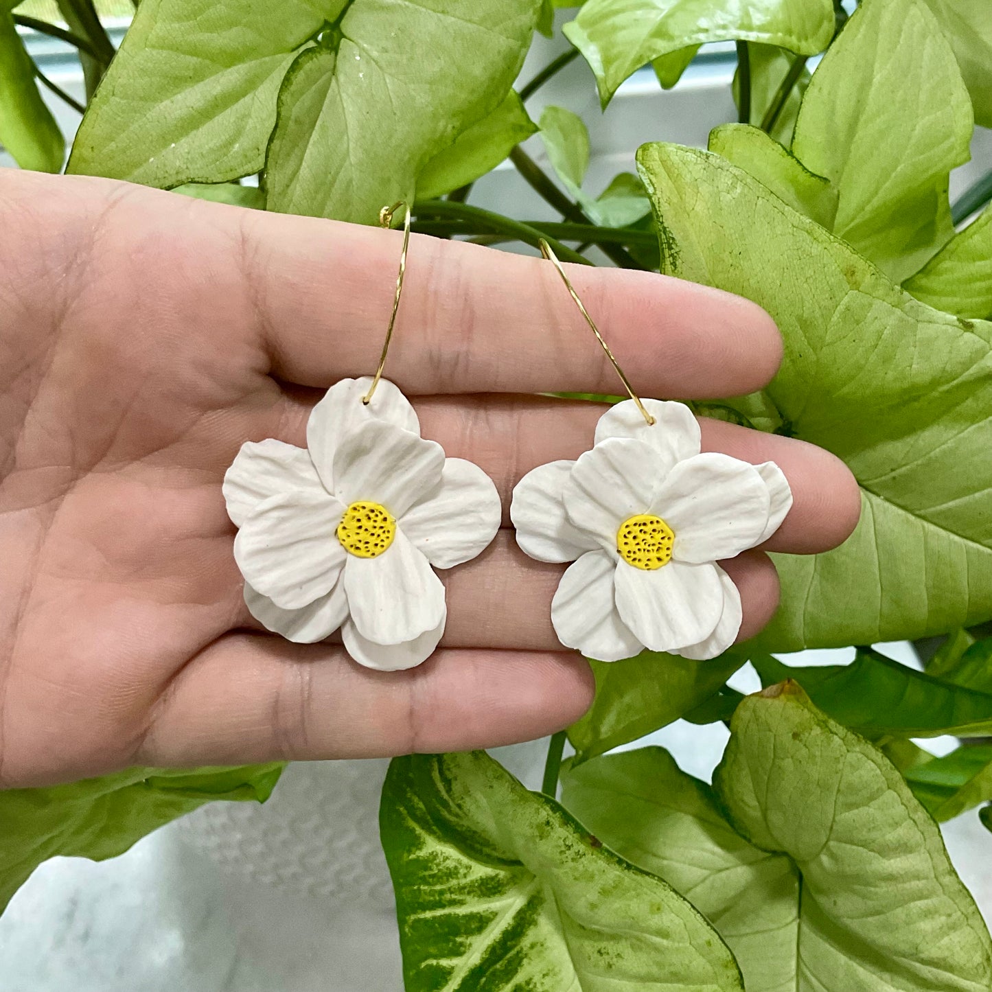 White Poppies Hoops