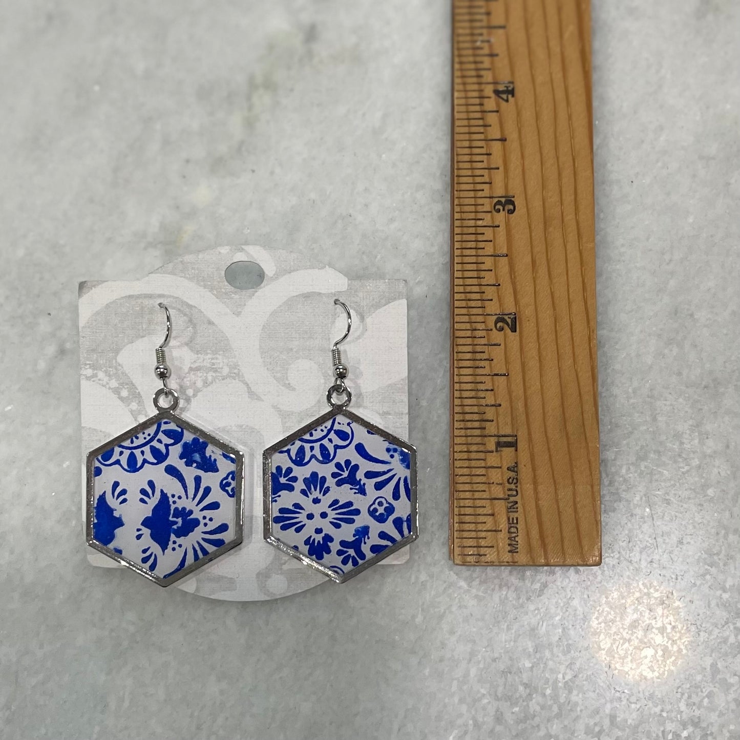 Blue China Bezeled Hexagon