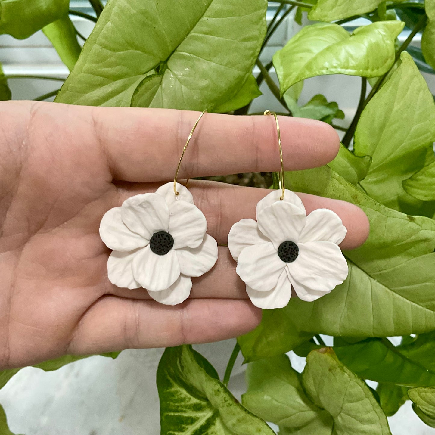 White Anemones Hoops