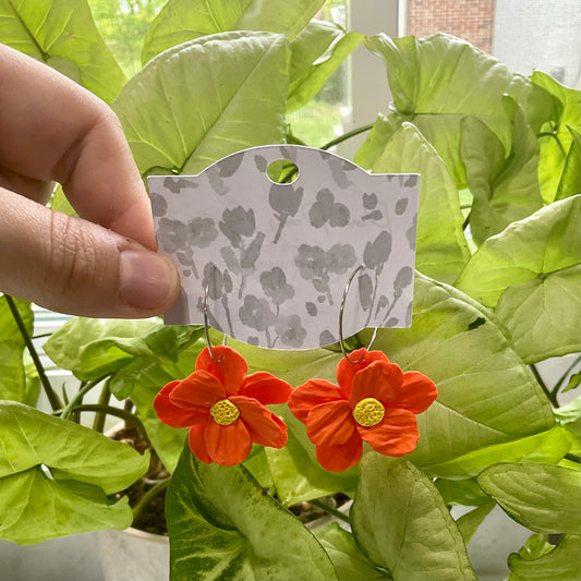 Orange Poppies Hoops