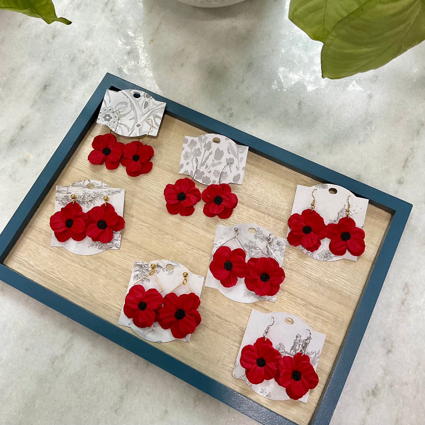 Red Poppy Hoops