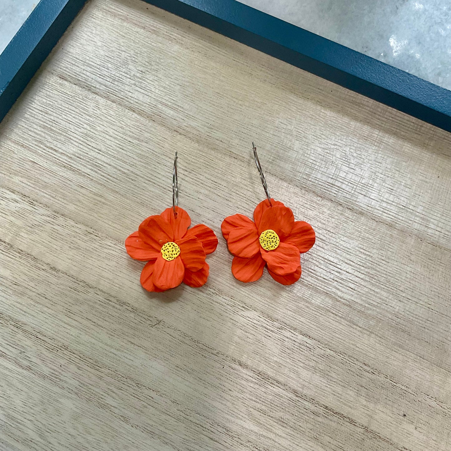 Orange Poppies Hoops